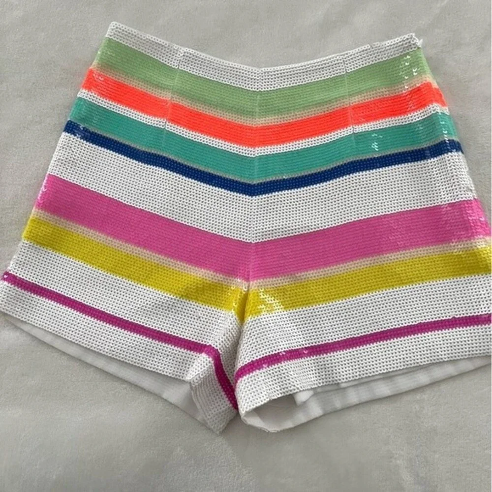 Kate Spade Cape Stripe Sequin Shorts, Multicolor, Size 0 NWOT